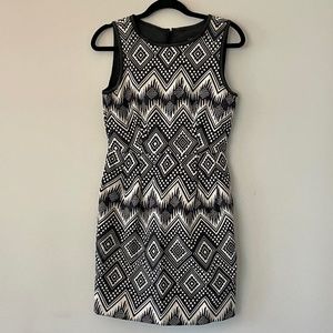 J Crew Diamond Black and White Ikat Sheath Dress